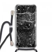 Zwart marmer: iPhone XS Max Transparant Hoesje met koord