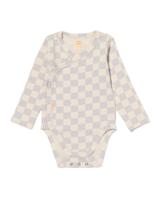 HEMA Newborn Meegroei Overslagromper Rib Met Bamboe Stretch Ruiten Lichtgrijs (lichtgrijs)