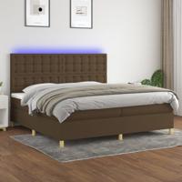 Boxspring met matras en LED stof donkerbruin 200x200 cm