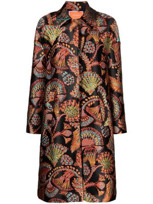La DoubleJ manteau ample Boxy Sicomore en jacquard - Noir