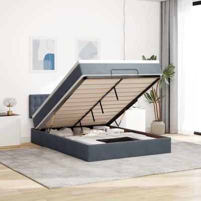 Ottoman bed met matras en LED's 140x190cm fluweel donkergrijs