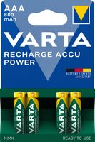 Varta AAA Oplaadbare Batterijen - 800mAh - 4 stuks - thumbnail