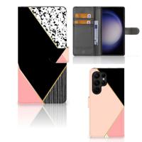 Samsung Galaxy S23 Ultra | Book Case | Zwart Roze Vormen Samsung Galaxy S23 Ultra | Book Case | Zwart Roze Vormen