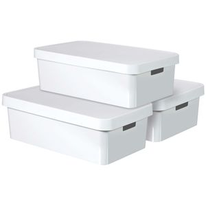Curver Opbergbox met deksel Infinity 3 st 30 L wit 240671