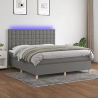 Boxspring met matras en LED stof donkergrijs 180x200 cm