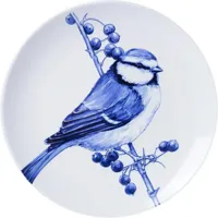 Heinen Delfts Blauw wandbord keramiek pimpelmees 20.5cm delfts blauw