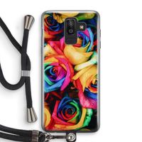 Neon bloemen: Samsung Galaxy J8 (2018) Transparant Hoesje met koord