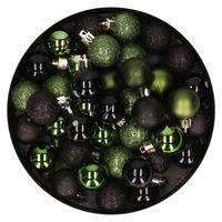 Set van 48x stuks kunststof kerstballen mix zwart en groen 3 cm   -