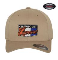 Chevrolet Camaro Flex-Fit Cap - Khaki met Logo Patch (S/M - Officially Licensed)