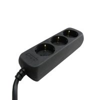VB Stekkerdoos tcd 3V +RA 3.0 meter 3x1.5mm² Zwart