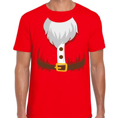 Kerstkostuum Kerstman - verkleed t-shirt - rood - heren - Kerstkostuum kleding