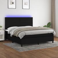 Boxspring met matras en LED stof zwart 180x200 cm