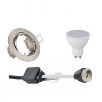 LED Spot Set - Trion - GU10 Fitting - Inbouw Rond - Mat Nikkel - 4W - Helder/Koud Wit 6400K - Kantelbaar Ø83mm - thumbnail