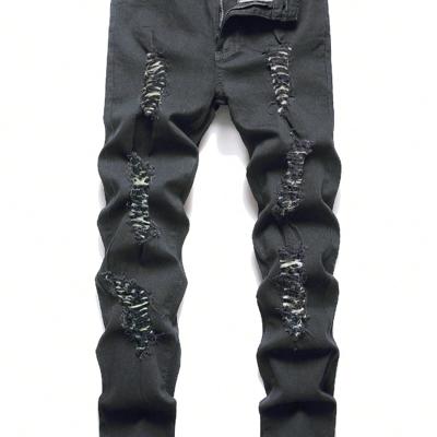 Bon&Bon Men's Ripped Skinny Jeans - Black Slim Fit Denim Grey / 36