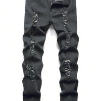 Bon&Bon Men's Ripped Skinny Jeans - Black Slim Fit Denim Grey / 36
