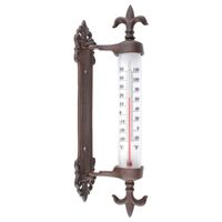 Gietijzeren wandthermometer Frans design voor binnen en buiten 29 cm - Buitenthermometers - thumbnail