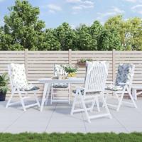 VidaXL Stoelkussens 4 st hoge rug bladpatroon oxford stof