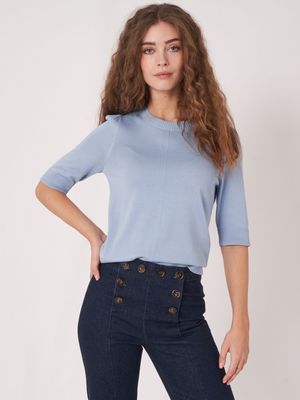 Trui van katoenmix met korte mouwen