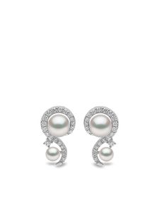 Yoko London puces d'oreilles Trend en or blanc 18ct ornées de perle et diamants - Argent