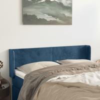 Hoofdbord met randen 147x16x78/88 cm fluweel donkerblauw