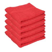 Towelcity Luxe badhanddoek - 5x - rood - 50 x 90 cm - 550 grams - Badkamer textiel - Katoen