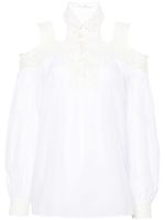 Ermanno Scervino blouse en coton à fleurs brodées - Blanc