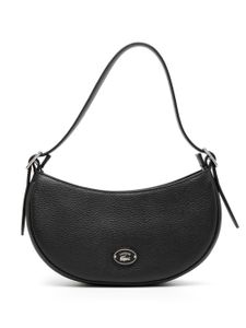 Lacoste sac porté épaule en cuir à plaque logo - Noir