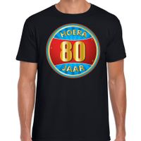 80e verjaardag cadeau t-shirt hoera 80 jaar zwart voor heren - thumbnail