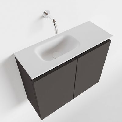 Toiletmeubel Mondiaz Ture | 60 cm | Meubelkleur Dark grey | Eden wastafel Talc Links | Zonder kraangat