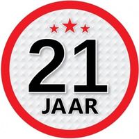 10x 21 Jaar leeftijd stickers rond verjaardag versiering - Feeststickers - thumbnail