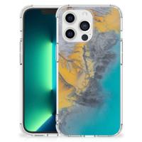 iPhone 13 Pro Max Anti-Shock Hoesje Marble Blue Gold