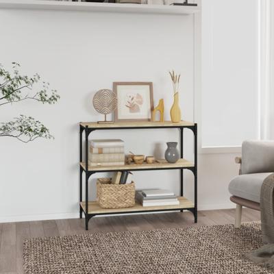 Boekenkast 80x33x70,5 cm hout en staal sonoma eikenkleur