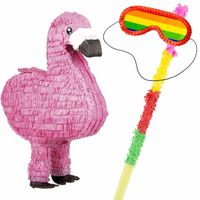 Pinata van een Flamingo set met masker en stok