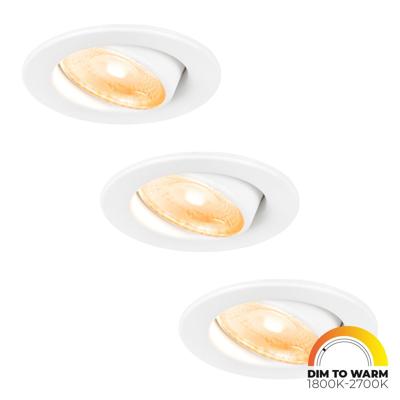Set van 3 Malta LED inbouwspots - 5 Watt 480 lumen - Dim to warm - Rond - Kantelbaar - IP44 waterdicht - Wit - Incl. Quick Connector box