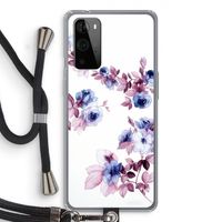 Waterverf bloemen: OnePlus 9 Pro Transparant Hoesje met koord
