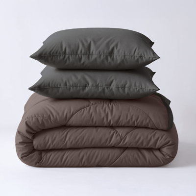 Sale: -40% | Wasbaar Lazy Dekbed Zonder Overtrek - Zonder Overtrek - Double Face - Bruin Antraciet - Dekbed-Discounter.nl