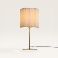 Tafellamp Selyra lino bianco s - Lamp voor binnen, met kap van geplooid linnen en metalen voet - Zonder lichtbron