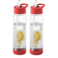 2x Rode drinkflessen/waterflessen met fruit infuser 740 ml