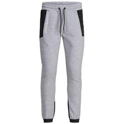 JACK & JONES JUNIOR joggingbroek Will met logo lichtgrijs melange/zwart/wit JACK & JONES JUNIOR joggingbroek Will met logo lichtgrijs melange/zwart/wit