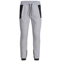 JACK & JONES JUNIOR joggingbroek Will met logo lichtgrijs melange/zwart/wit - thumbnail