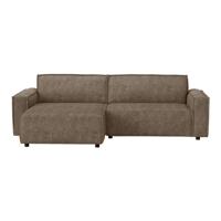 Leen Bakker - Bank Brooklyn Met Chaise Longue Links - Cyclamen - Stof - Taupe - 158x255x76 Cm