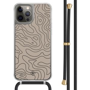 iPhone 12 (Pro) hoesje met zwart koord - Abstract lines