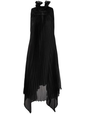 Shanshan Ruan robe en soie à design plissé - Noir