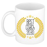 Cadeau koffie/thee mok - de beste Coach van 2030 - wit - 300 ml - keramiek