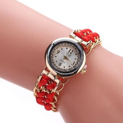 Sloggi 377 vrouwen touw ketting Quartz polshorloge breien (rood)