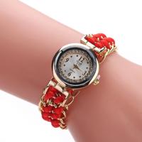 Sloggi 377 vrouwen touw ketting Quartz polshorloge breien (rood)