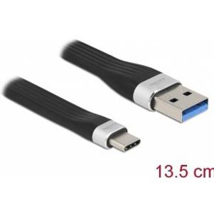 Delock 85771 USB 3.2 Gen 1 FPC platte lintkabel USB Type-A naar USB Type-C 13,5cm PD 3 A