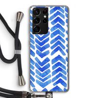 Blauwe pijlen: Samsung Galaxy S21 Ultra Transparant Hoesje met koord