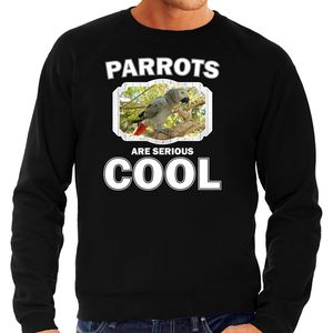 Sweater parrots are serious cool zwart heren - papegaaien/ grijze roodstaart papegaai trui