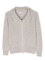 Brunello Cucinelli Kids cardigan en cachemire à design nervuré - Gris